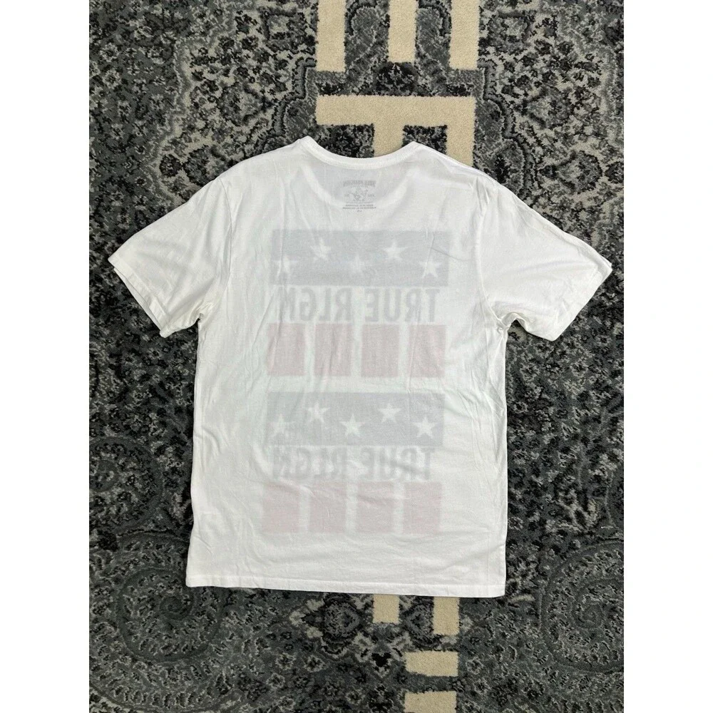 true religion printed tee shirt - Stars & Stripes MENS Size Large White